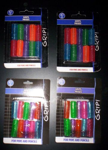 Pen &amp; Pencil Grips ~ 20-SPIRAL TYPE GEL &amp; 20- SMOOTH W/GLITTER~NEW