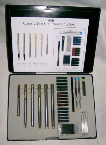 JML 6 Classic Pens &amp; 66 pc Refill Set Fountain Roller Ball 2 Color Pencil