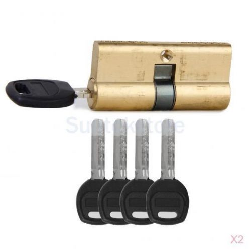 2pcs 65mm 32.5/32.5 brass key cylinder door lock barrel high security w/ 7 keys for sale