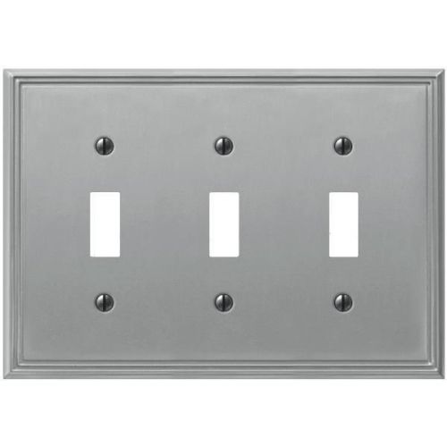 Brushed nickel zinc switch wall plate-3tgl bnkl line wallplate for sale