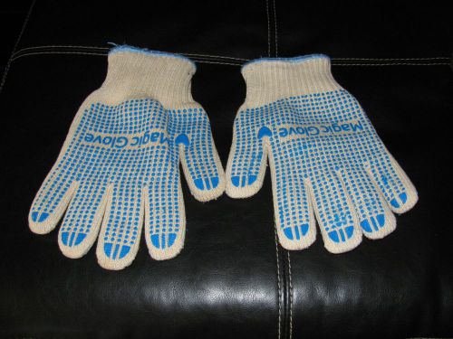 Magic Gloves Thick Gripping Cotton PVC Off White Blue Large? Work Warm