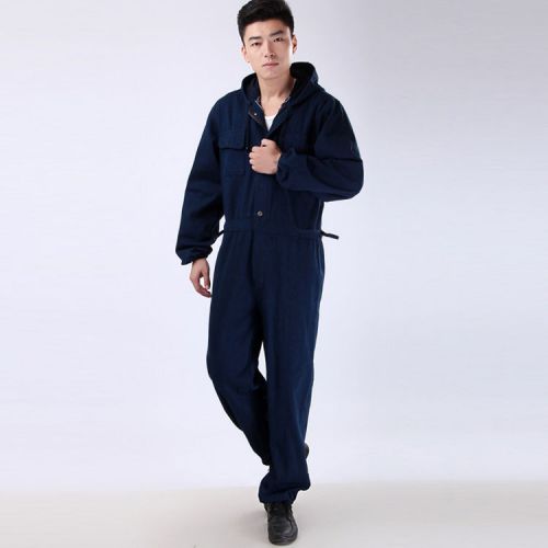 New mens jumpsuit Siamese protective clothing Denim overalls Dust-proof jumpsuit