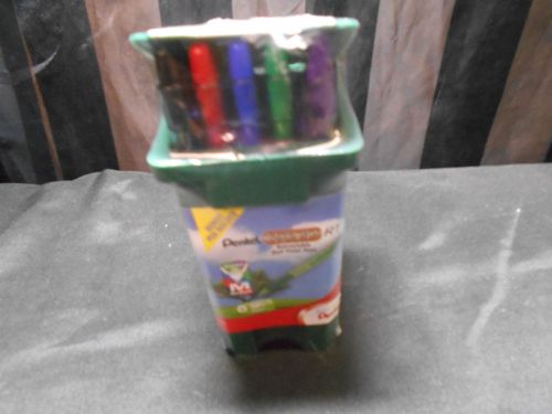 Pentel Recycling Bin Garbage Can Pencil Pen Holder with 7 Retractable Ballpoint