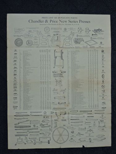 Vintage 1900 chandler &amp; price new series presses parts price list antique scarce for sale