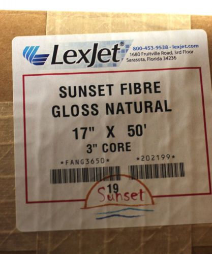 LEXJET SUNSET FIBRE GLOSS NATURAL 17&#034; x 30&#039; Roll FANG3650 w/ 3&#034; Core