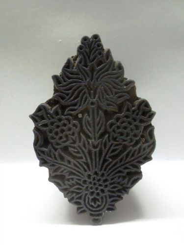 ANTIQUE WOODEN HAND CARVED TEXTILE FABRIC TISSU PRINTER BLOCK STAMP FINE CARVING