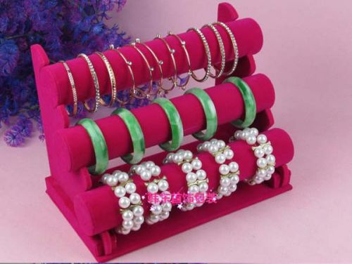 3-tier velvet jewelry bracelet watch bangle display rack holder - countertop ra3 for sale