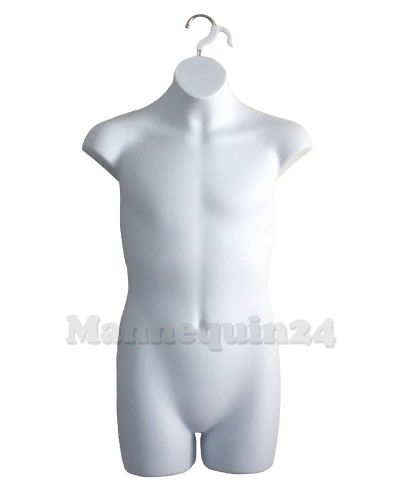 TEEN BOY BODY MANNEQUIN FORM (for Size 11-13 / WHITE-HOLLOW BACK) for HANGING