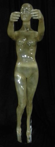 Female full-size mannequin with outstretched arms - transparent fiberglass - #35 for sale
