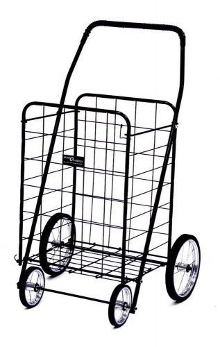 Black Jumbo 150-LB 4-Wheel Folding Shopping Cart