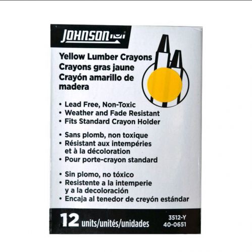 Johnson Lumber Crayons Pack of 12 - Yellow Model 3512