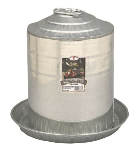 Little Giant 5-Gallon Poultry Fountain Double-Wall Galvanized Steel Rolled Edges