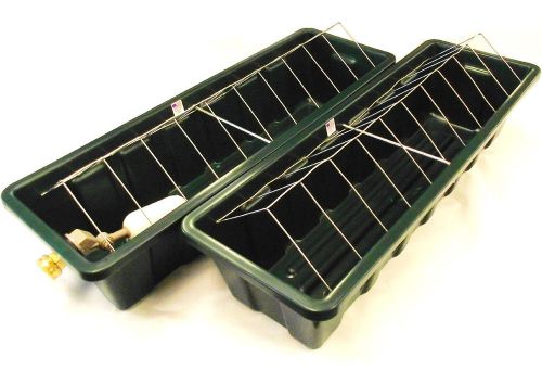 COMBO 24&#034; FOREST GREEN AUTOMATIC CHICKEN TROUGH WATERER &amp; FEEDER POULTRY COOP