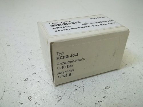 NI ARMATUNER RCHG40-3 PRESSURE GAUGE 0-10 BAR *NEW IN A BOX*