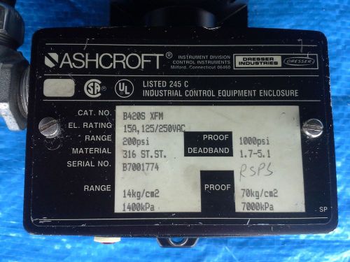 Ashcroft B420S XFM Pressure Switch Sensor 200 psi