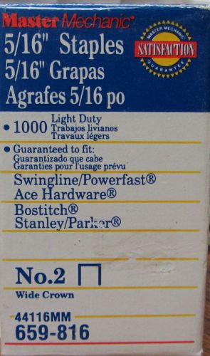 Master mechanic 1000 5/16&#034; light duty staples # 2 wide crown 44116mm for sale