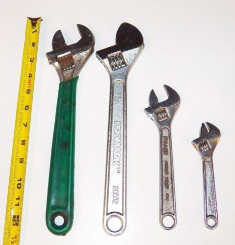 Set of 4 Adjustable Wrenches -  (2) 12&#034; 300m, 8&#034; &amp; 5 1/2&#034;