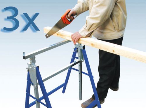 3 x heavy duty telescopic builders trestles easy up scaffolding diy workbench for sale