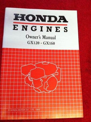 1993 Honda Engine GX120 GX160 Owners Manual Mint Condition