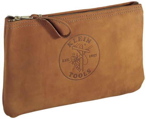 Klein Tools 5139L Brown Top-Grain Leather Zipper Bag 7.5 x 12.5 Inches