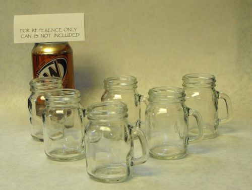 (6x) 5 oz Handled MASON JAR MINI SHOOTER shot glass whiskey service FREE SHIP