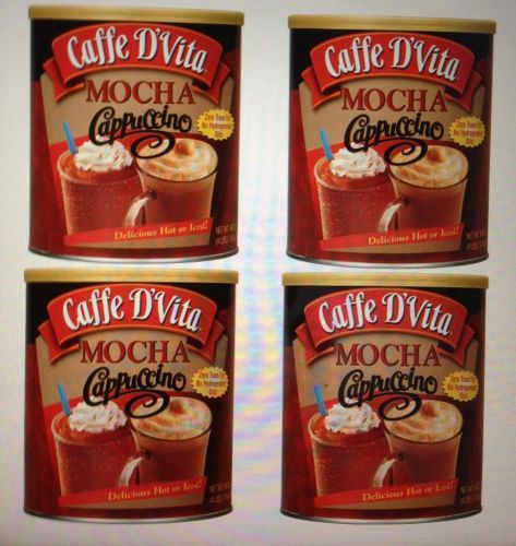 X4 CANS Caffe D&#039;Vita Mocha Cappuccino Instant Coffee 4 lbs Each Can