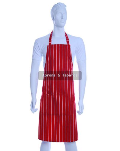 Men Women Ladies Striped Barbeque Aprons One Size Red or Navy Blue White Stripes