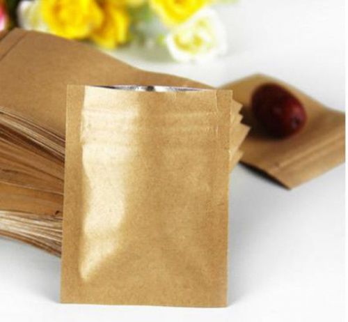 100PCS High Quality Kraft Paper Coffee Bean Bags Small Zipper Pouch Heat Seal