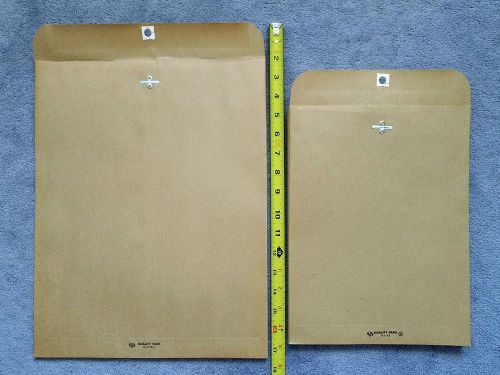LOT OF 22 KRAFT BROWN CLASP ENVELOPES 9 x 12 &amp; 12 x 15.5 Sizes (Recycled Paper)
