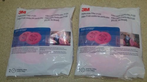 2 packages of 3M -2091 P100 particulate filter - 6000, 7000 series respirator