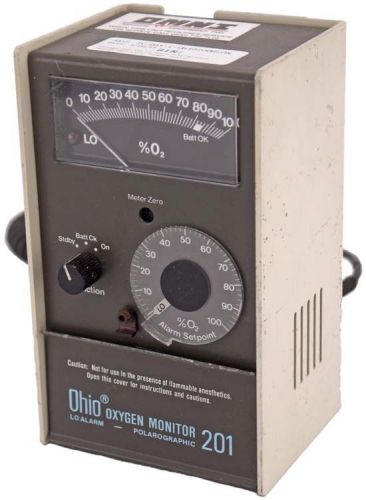 Vintage Ohio 201 Lo Alarm Polarographic Medical Repiratory Oxygen Monitor