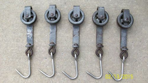 5 Heavy Duty Meat Hooks Butcher Hangers with Trolly Pully Rollers
