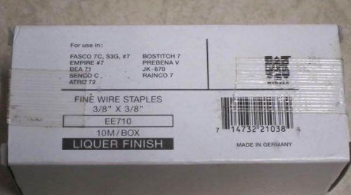 1 box of Staples,fine wire, 3/8 X 3/8, liquer finish