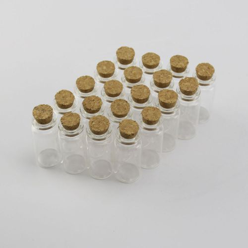 20pcs Empty Clear Cork Glass wishing collection Lab Multi-Purpose 10ml Bottles