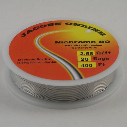 Nichrome 80 resistance wire (nichrome v, chromel a), 26 gauge, 400 feet for sale