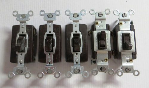 5 Vintage Hubbell &amp; Eagle Brown Electric Unused Switches 15 Amp 120 Volt SP