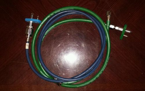 Nitrous Oxide (N2O) and Oxygen (O2) hoses 5&#039; with fittings Green &amp; Blue hoses
