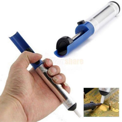 Hot metal desoldering pump sucker solder irons removal remover tool silver blue for sale