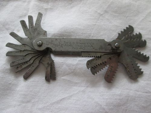 Starrett No. 40 Vintage Screw Pitch Gauge, 22 Pitches 9-40 V Thread, Made in USA