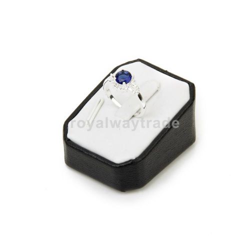 White faux leather jewelry ring earring pendant slanted display stand for sale