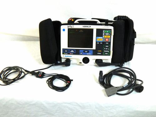 Physio Control LifePak 20 Biphasic Monitor ECG Printer Paddles Case Leads Cabels