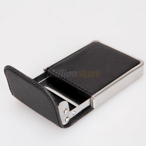 Artificial Leather Metal Business Credit ID Cardcase Holder Black