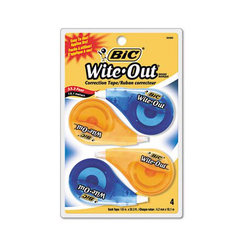 Bic Corporation Non-Refillable Wite-Out Ez Correct Correction Tape (4/Pack)