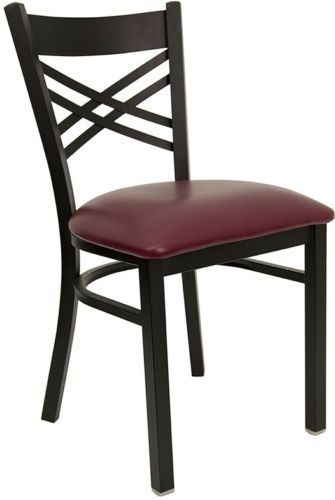 New restaurant metal chairs cross back vinyl padded seat, they last forever for sale