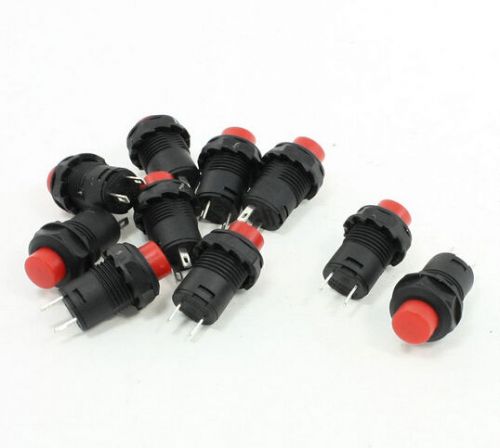 10 Pcs Latching Action SPST Round Red Push Button Switch AC 125V 3A