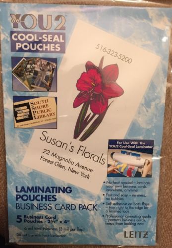 5 pk Business Card Size Laminating Pouches   2 1/2&#034; x 4&#034;