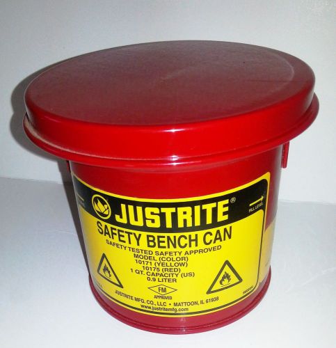 JUSTRITE Red Portable Bench Top Solvent Can 10175 1 Qt or 0.9 Liter Capacity