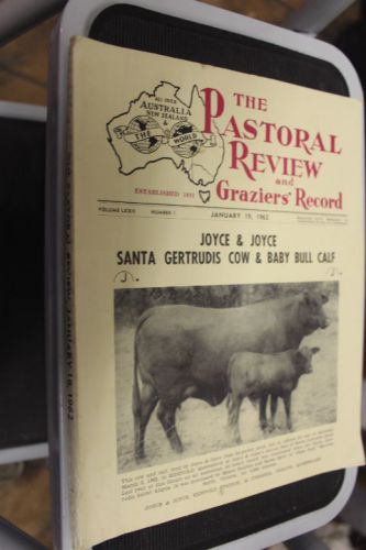 PASTORAL REVIEW and GRAZIERS&#039; RECORD January 1962 STUD CATTLE &amp; SHEEP