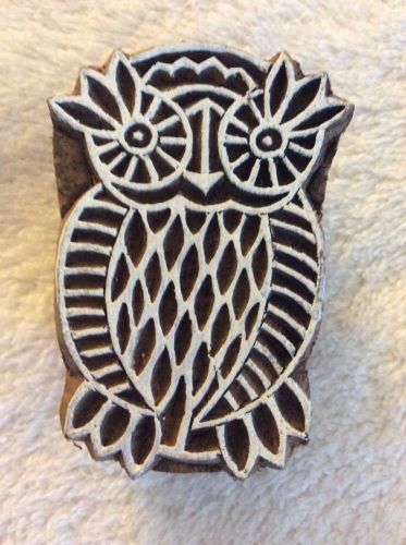 Wooden Indian Textile Printing Blocks Owl