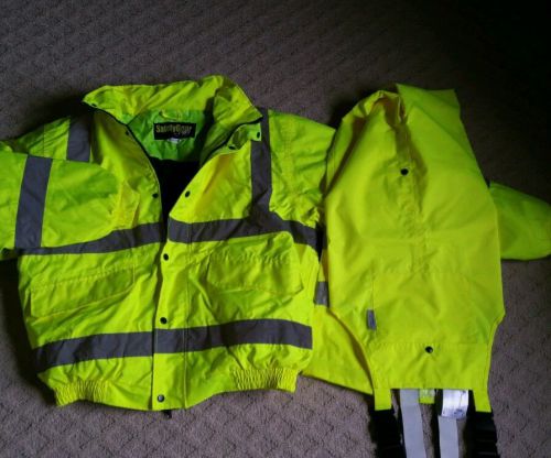 New men&#039;s large extra large safety reflective responder coat 3m 2 piece new! for sale